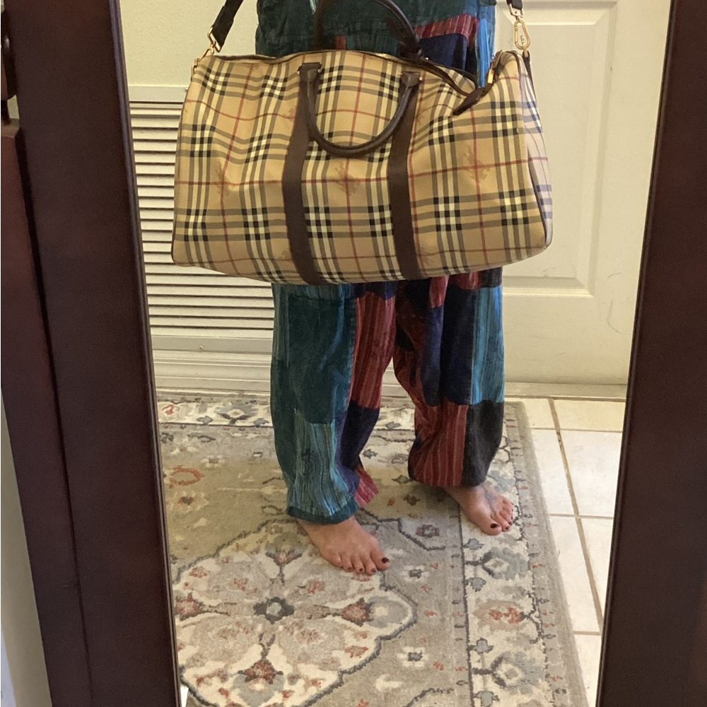Burberry Tan and Brown Duffel Bag